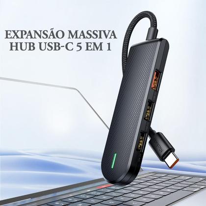 Imagem de Adaptador Hub Tipo C 5 em 1 Usb 3.0 2.0 Leitor Cartão Mcdodo