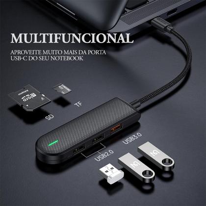 Imagem de Adaptador Hub Tipo C 5 em 1 Usb 3.0 2.0 Leitor Cartão Mcdodo