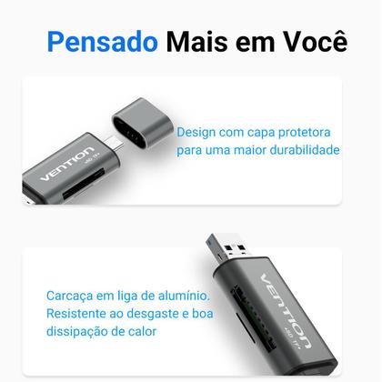 Imagem de Adaptador Leitor Cartão 3x1 P/ Celular Câmera SD TF Vention