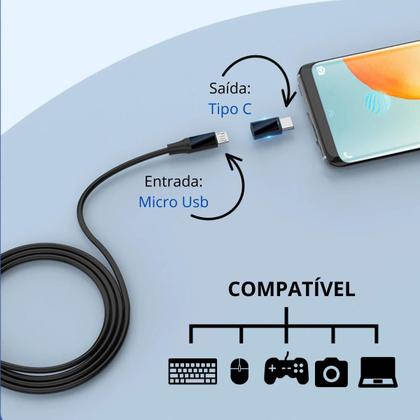 Imagem de Adaptador Micro Usb 2.1 P/ Tipo C Macho Celular Tablet Mouse
