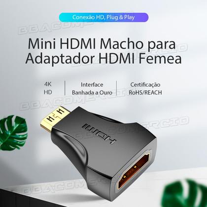 Imagem de Adaptador Mini Hdmi P/ Hdmi Fêmea Câmera Filmadora Projetor
