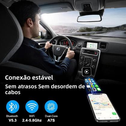 Imagem de Adaptador Mini Wireless CarPlay Para Apple E Android, Plug And Play, Sem Bateria Necessária,
