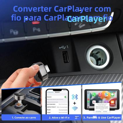 Imagem de Adaptador Mini Wireless CarPlay Para Apple E Android, Plug And Play, Sem Bateria Necessária,