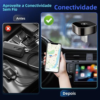 Imagem de Adaptador Mini Wireless CarPlay Para Apple E Android, Plug And Play, Sem Bateria Necessária,