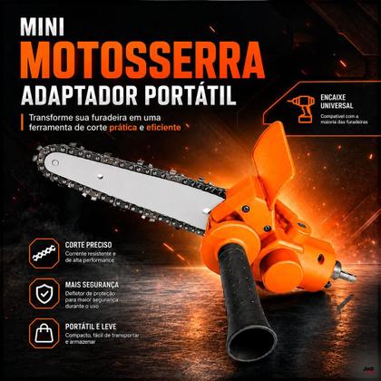 Imagem de Adaptador Motosserra para Furadeira com Corrente Sabre Alça e Chaves