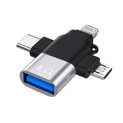 Imagem de Adaptador OTG 3 em 1 Usb Tipo C Lightning Micro USB V8  KP-HM006 Knup
