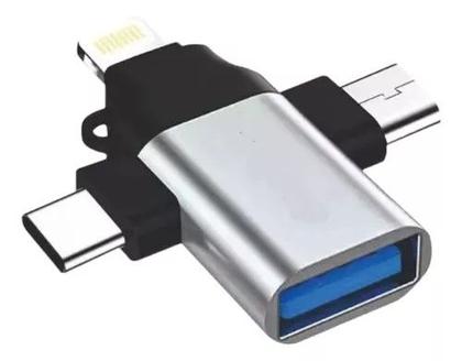 Imagem de Adaptador OTG 3 em 1 Usb Tipo C Lightning Micro USB V8  KP-HM006 Knup