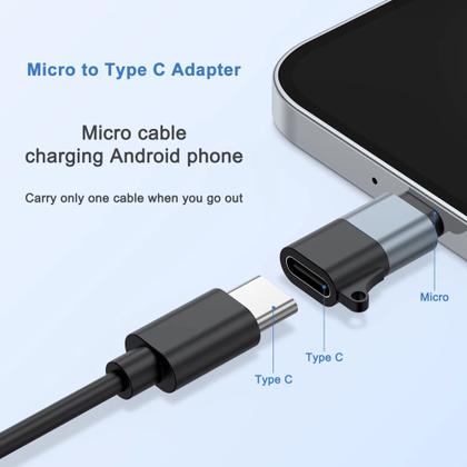 Imagem de Adaptador OTG Femea TYPE-C Com Micro V8 USB Macho Para Carga e Dados Micro V8