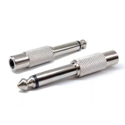 Imagem de Adaptador p10 mono p/ jack rca metal - emb 5 pçs - tebera