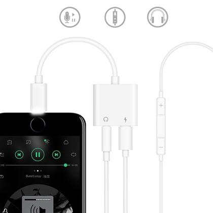 Imagem de Adaptador Para Fone De Ouvido e carregador P2 3.5mm p/ iPhone 5 6s plus 7 8 Xs Xr