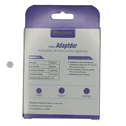 Imagem de Adaptador Para Fone Ouvido Lightning Ios p/ P2 3,5mm Auxiliar Compatível com Iphone