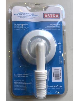 Imagem de Adaptador Para Saída De Máquina De Lavar Roupa Branco Cano Esgoto Ralo Astra Amlr1