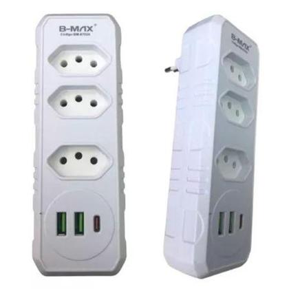 Imagem de Adaptador para tomada Benjamin Conector Extensão S/ Fio UsbC 3 Tomadas - B-max