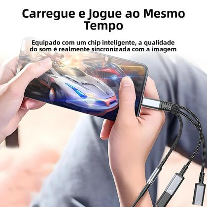Imagem de Adaptador PD 3 Em 1 De Carregamento Rápido 60W Para iPhone 16 15 Samsung Tipo C Cabo De Áudio Dual