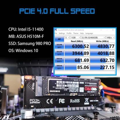 Imagem de Adaptador Placa Conector Conversor P/ Ssd M2 Nvme Pci-e Pci Express 4.0 + Dissipador em Alumínio