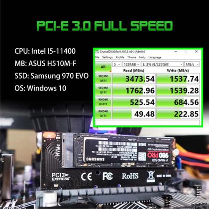 Imagem de Adaptador Placa Conector Conversor P/ Ssd M2 Nvme Pci-e Pci Express 4.0 + Dissipador em Alumínio