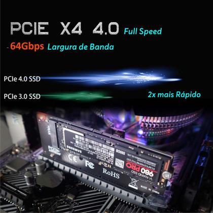 Imagem de Adaptador Placa Conector Conversor P/ Ssd M2 Nvme Pci-e Pci Express 4.0 + Dissipador em Alumínio