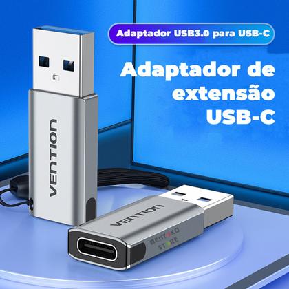 Imagem de Adaptador Plug Otg Conversor Usb C Para Usb A 3.0 Vention