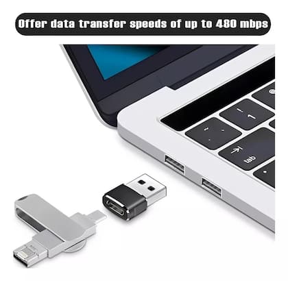 Imagem de Adaptador Plug Usb 3.1 Tipo C Fêmea X Usb 2.0 Macho Otg Cor Preto