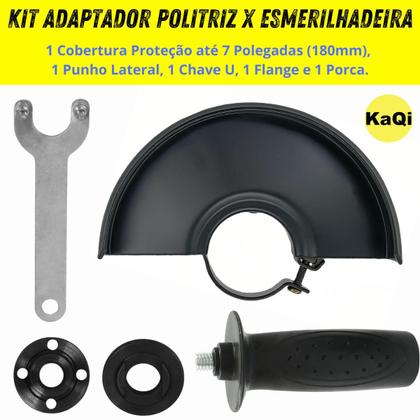 Imagem de Adaptador Politriz Lixadeira Esmerilhadeira Kit Protetor Disco Chave Punho Auxiliar M14 Corte KaQi