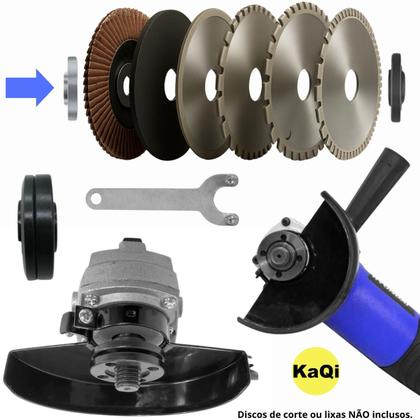 Imagem de Adaptador Politriz Lixadeira Esmerilhadeira Kit Protetor Disco Chave Punho Auxiliar M14 Corte KaQi