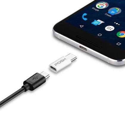 Imagem de Adaptador Posh Micro USB para USB C em ABS para cabo USB