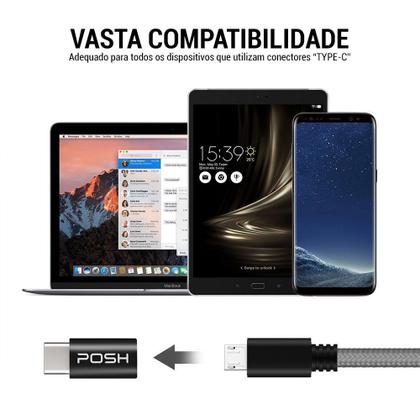 Imagem de Adaptador Posh Micro USB para USB C em ABS para cabo USB