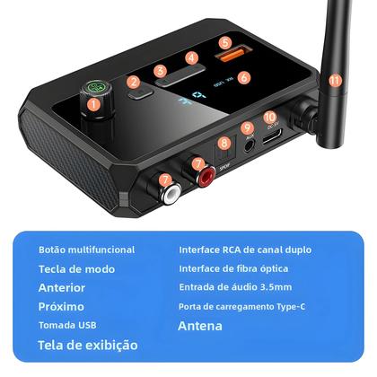 Imagem de Adaptador Receptor De Áudio Sem Fio Bluetooth 5.3 USB U-Disk Com Saída RCA 3.5MM AUX E Conector De