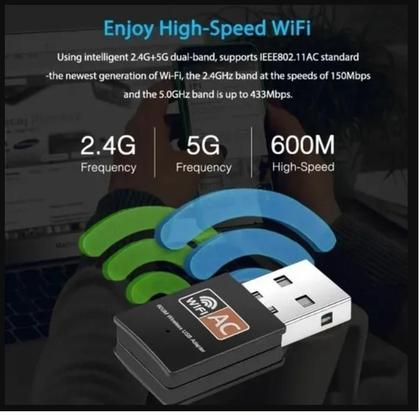 Imagem de Adaptador Receptor Wireless Usb Wi-fi 2.4Ghz / 5Ghz Dual Band
