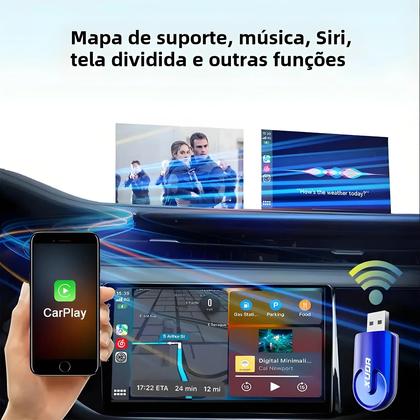 Imagem de Adaptador Sem Fio CarPlay e Android Auto - AI Box com Bluetooth para Rádio do Carro