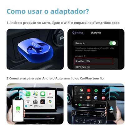 Imagem de Adaptador Sem Fio CarPlay e Android Auto - AI Box com Bluetooth para Rádio do Carro