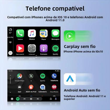 Imagem de Adaptador Sem Fio CarPlay e Android Auto - AI Box com Bluetooth para Rádio do Carro