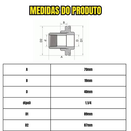 Imagem de Adaptador Soldável Para Caixa Dágua Com Flange 40x1.1/4