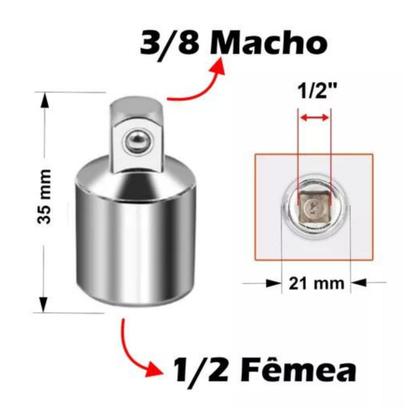 Imagem de Adaptador Soquete Redutor 1/2 X 3/8 - Cromo Vanádio