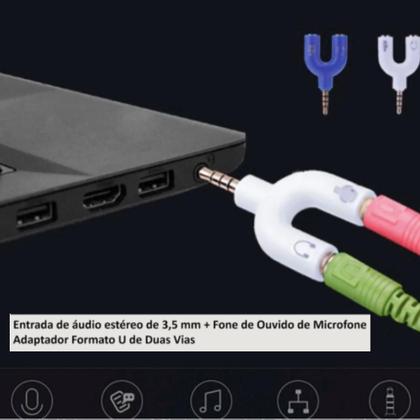 Imagem de Adaptador Splitter Headset Fone Microfone P2 X P3 Áudio