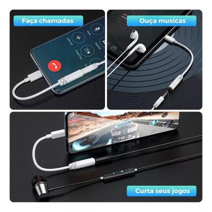 Imagem de Adaptador TIPO C Cabo Fone De Ouvido P2 USB-C