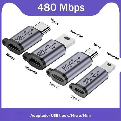 Imagem de Adaptador Tipo C, Micro USB e Mini USB para Conectores USB-C