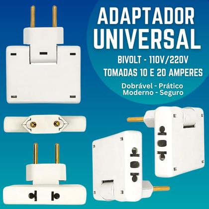 Imagem de Adaptador Tomada 03 Pinos 10a 20a Flexivel Bivolt Reforçado Benjamin Kit 05un