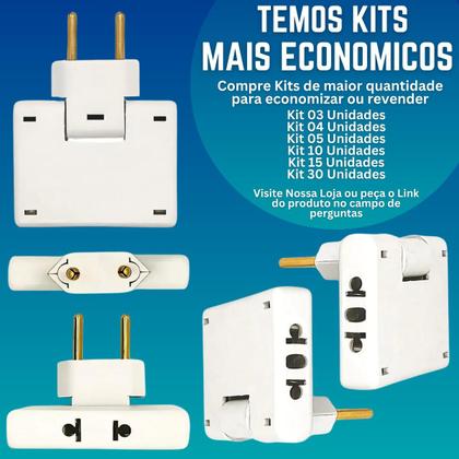 Imagem de Adaptador Tomada 03 Pinos 10a 20a Flexivel Bivolt Reforçado Benjamin Kit 05un