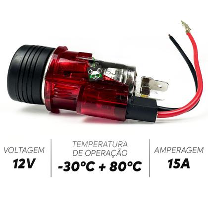 Imagem de Adaptador Tomada Carro Acendedor Carregador 12volts Vermelho