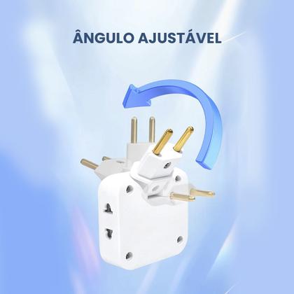 Imagem de Adaptador Tomada Plug T Articulado 2 USB 16A 250v Kit 3 Und