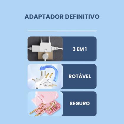 Imagem de Adaptador Tomada Plug T Articulado 2 USB 16A 250v Kit 3 Und