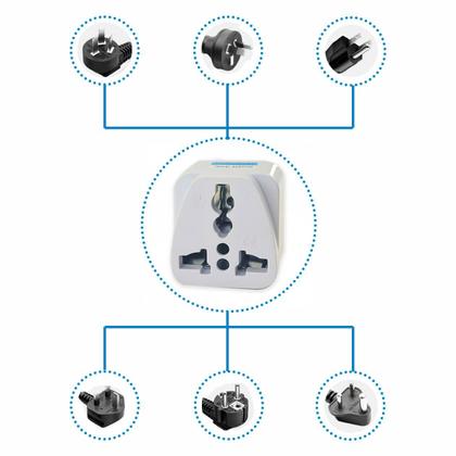 Imagem de Adaptador Universal Tomada 2 Pinos Plugue Elétricos 10A Compatibilidade P/ Casa