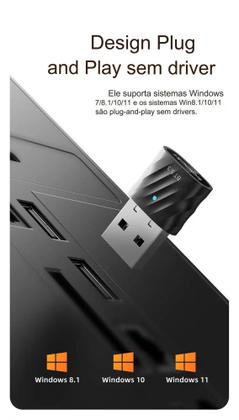 Imagem de Adaptador Usb Bluetooth 5.3 Usb Toocki Dongle Receptor