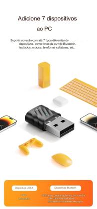 Imagem de Adaptador Usb Bluetooth 5.3 Usb Toocki Dongle Receptor
