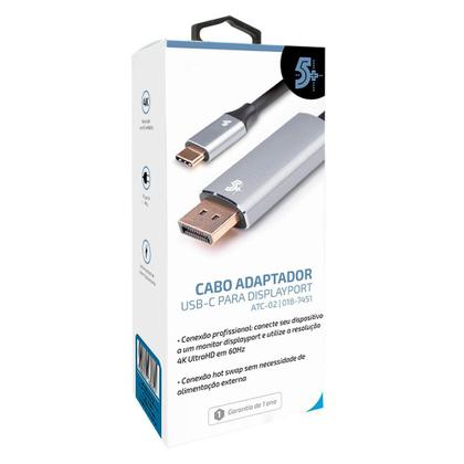 Imagem de Adaptador USB-C para Displayport, 5+, Alumínio - 018-7451