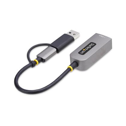 Imagem de Adaptador USB-C para Ethernet StarTech.com com dongle USB-A GbE