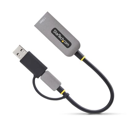 Imagem de Adaptador USB-C para Ethernet StarTech.com com dongle USB-A GbE