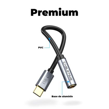 Imagem de Adaptador USB C Para P2 3,5mm Fone Celular Tablet CableTime