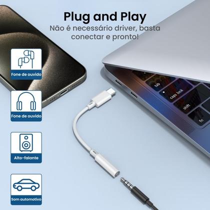 Imagem de Adaptador USB-C Para P2 Fone De Ouvido Para Celular Smartphone